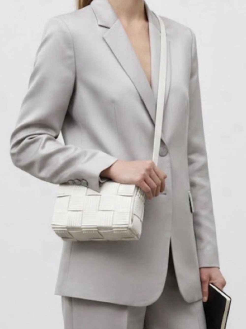 Bottega Veneta White Woven Intrecciato Shoulder Bag w/ COA